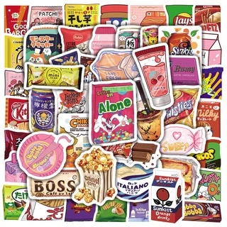 การ์ตูนขนมอาหารสติกเกอร์กันน้ํา 50 ชิ้นน่ารัก Graffiti สติกเกอร์ Pack สําหรับโทรศัพท์จักรยานรถจักรยานยนต์หมวกกันน็อคแล็ปท็อป Decal
