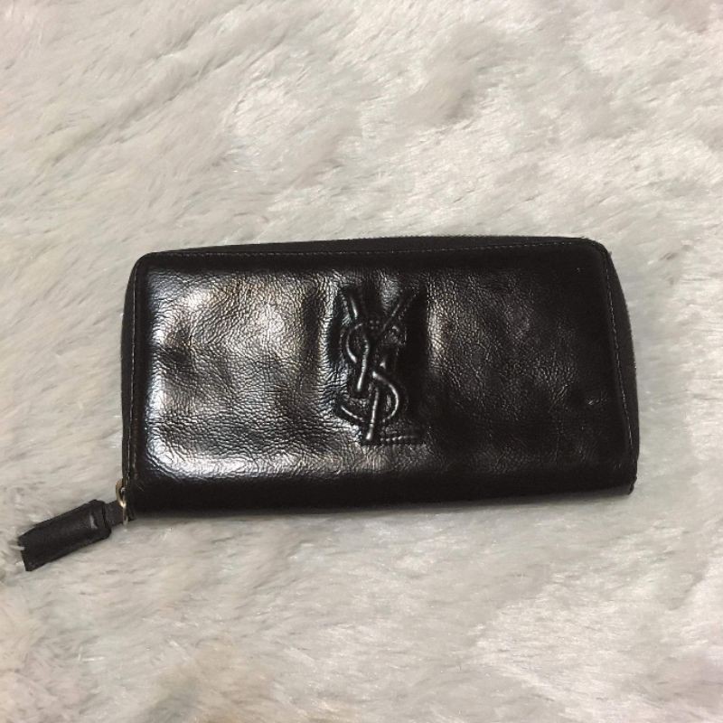 กระเป๋าสตางค์แบรนด์เนมแท้ แบรนด์ ysl แท้มือสอง( ysl long wallet) แบบซิปรอบ
