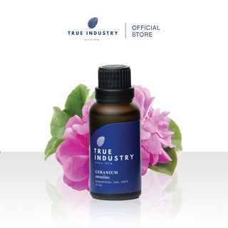 True industry น้ำมันหอมระเหย 100 % กลิ่นเจอราเนียม (Pure Geranium essential oil) แถมฟรีจุกสำหรับหยด