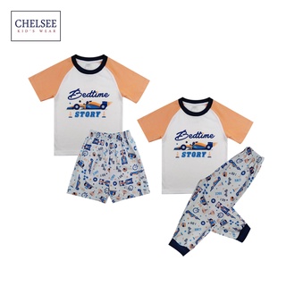 Chelsee ชุดนอนแขนสั้น เด็กผู้ชาย รุ่น 127793/94 ลายรถแข่ง อายุ 2-12 ปี ผ้า Cotton ผ้านิ่ม ไม่หนาไม่บาง ชุดนอนเด็ก