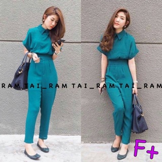 เสื้อครอปจั๊มเอว+กางเกง