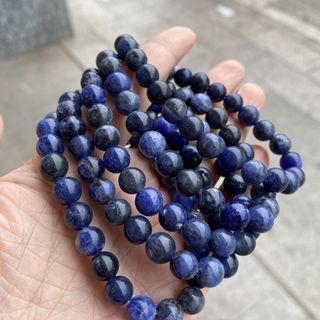 สร้อยข้อมือ ลูกปัดหินโซดาไลท์ธรรมชาติ สีฟ้า สําหรับผู้ชาย 6 8 10 12 มม.