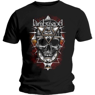 ผ้าฝ้ายคอกลมขายดี เสื้อยืดลําลอง แขนสั้น พิมพ์ลาย Lamb of god skull official สไตล์คลาสสิก สําหรับผู้ชาย OLljae42BBpmdd33