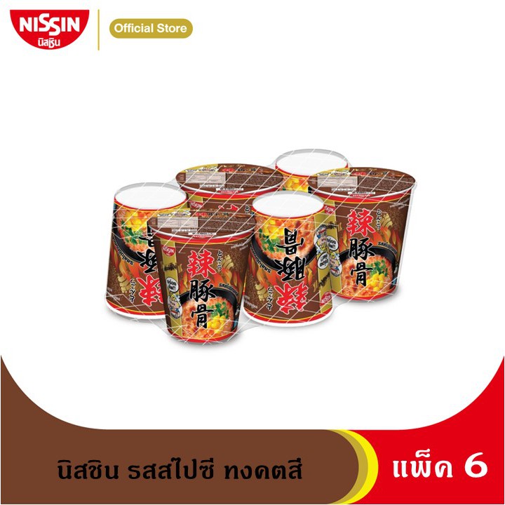 นิสชิน บะหมี่กึ่งสำเร็จรูป รสสไปซีทงคตสึ คัพ แพ็ค 6 -NISSIN Instant Noodles Spicy Tonkotsu Flavor Cu