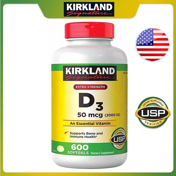 (Exp.02/2028)Kirkland D3 50 mcg 600 Softgels เคิร์กแลนด์ วิตามินดี 600 เม็ด