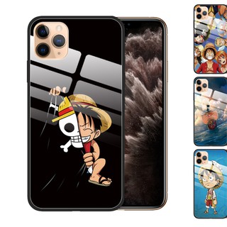 iPhone 12 11 Pro Max XS XR X Case iPhone 8 7 Plus iPhone SE 2020 6S Phone kaso ng Case One Piece Luffy Tempered Glass Cover Anti-Scratch