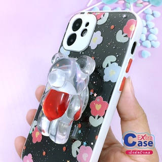 SS A02 A13 A22(5G) เคสมือถือ TPU ขอบสีกันเลนส์กล้องกากเพชรกริตเตอร์ ฟรี Griptok หมี