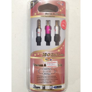 สายสัญญาณภาพและเสียง ยาว 3 เมตร Audio Video 1P 3.5 TR Stereo to RCA 2หัว 2P PK 3M 3P 3.5 TR stereo to RCA 2 male cable
