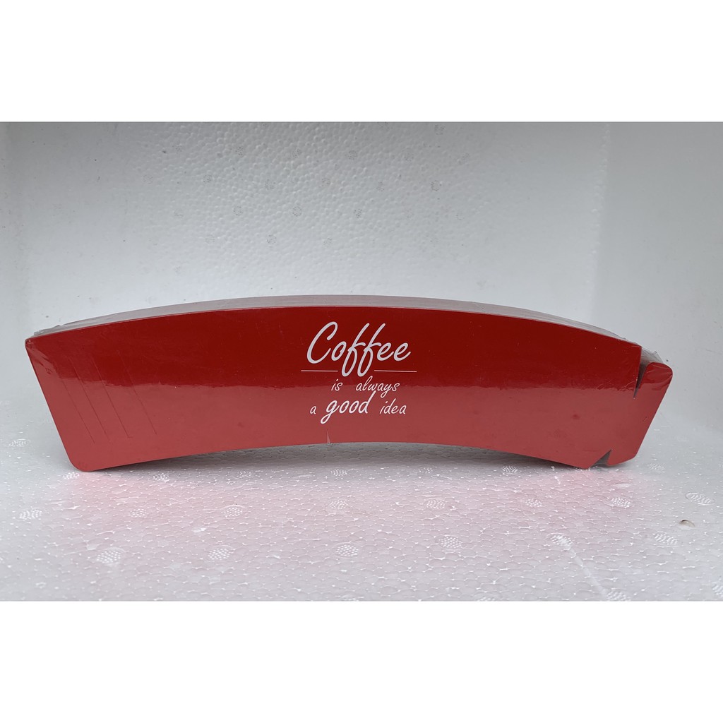 ปลอกแก้วกาแฟกระดาษ สีแดง ขนาด 100 ชิ้น / แพ๊ค