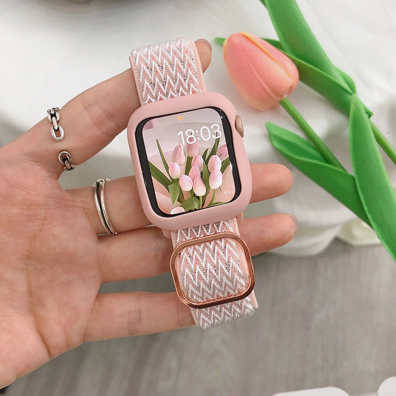 พร้อมส่ง สายนาฬิกาข้อมือไนล่อนถัก สําหรับ applewatch7 iwatch6 se 2 3 4 5 Apple Watch