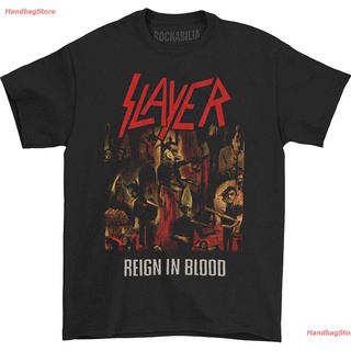 เสื้อยืดแฟมอเตอร์เฮด วงดนตรี หิน นักร้อง เด็กผู้ชาย เสื้อยืด วัตถุระเบิดขนาดใหญ่ Slayer Mens Reign In Blood T-Shirt Bla