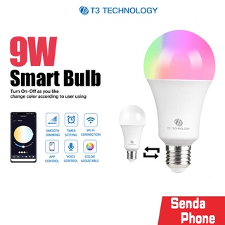 หลอดไฟ T3 Smart Bulb-Wifi รุ่น101 หลอดไฟอัจฉริยะ เกลียว E27 9W หลอดไฟLED ปรับสีมากถึง 16 ล้านสี รองรับ Google Assistant