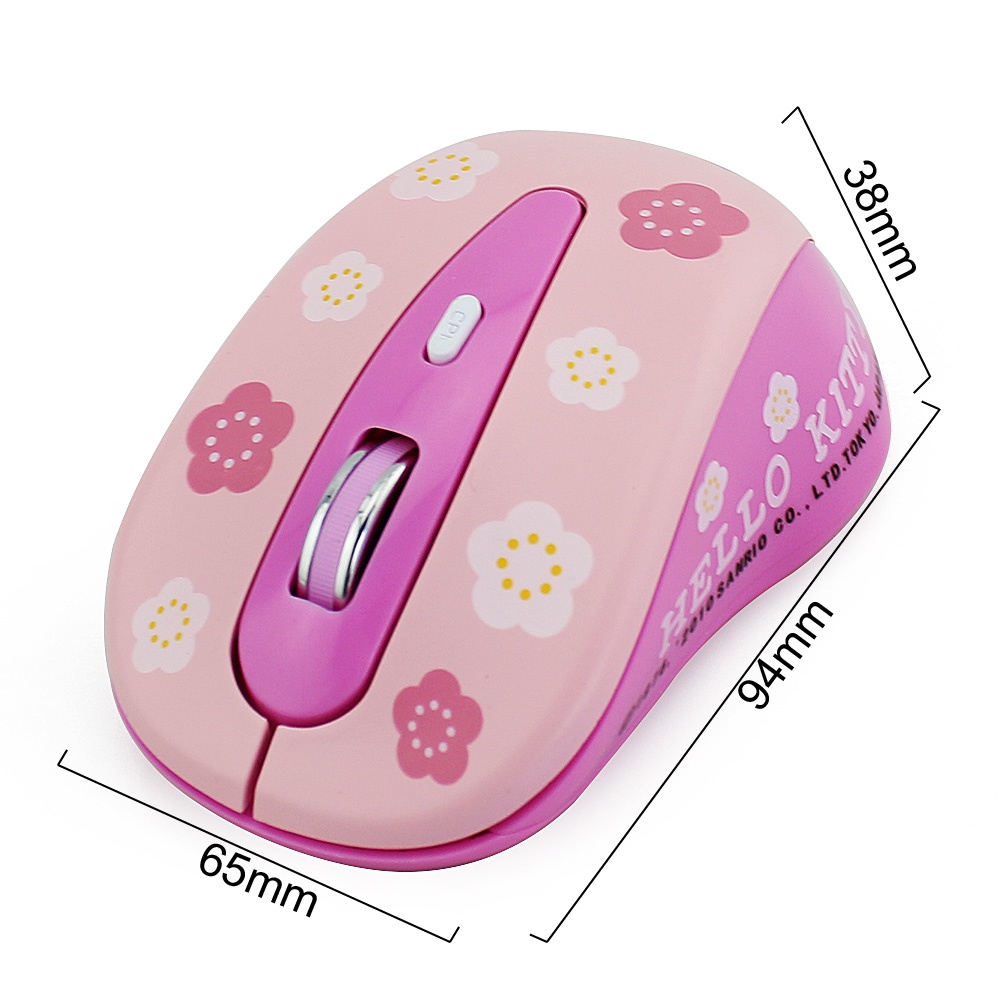 เมาส์ออปติคอลไร้สาย 2.4Ghz USB ลาย Hello Kitty สีชมพู ปรับได้ dpi 800 1200 1600 พร้อมแผ่นรองเมาส์ สําหรับแล็ปท็อป คอมพิวเตอร์