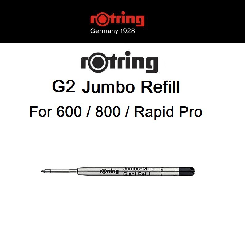 ROTRING ไส้ปากกา สําหรับ 600 800 Rapid Pro series Jumbo Giant Black S0 195-390 G2