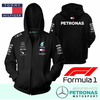 เสื้อกันหนาว มีฮู้ด พิมพ์ลายโลโก้ ZIP MIX F1 Mercedes AMG s สําหรับผู้ชาย