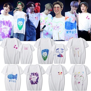 เสื้อยืด ผ้าฝ้าย พิมพ์ลาย Kpop BTS V ทรงหลวม แฟชั่นสําหรับนักเรียนชาย และหญิงS-5XL