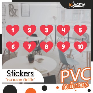 SIGN-NUMBER-B สติ๊กเกอร์ หมายเลขติดโต๊ะอาหาร ติดโต๊ะเพื่อบอกลำดับ ทรงรูปหัวใจ