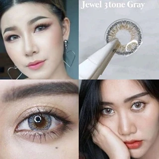 คอนแทคเลนส์ แต่งหน้า เจ้าสาว รุ่น Jewel 3 tone มีสีเทา/ตาล Gray/Brown ค่าสายตา (0.00)-(-7.50)