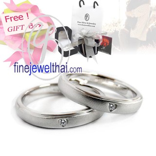 Finejewelthai-แหวนคู่-แหวนเงิน-เงินแท้ 925-แหวนหมั้น-แหวนเพชร-แหวนแต่งงาน-couple Silver Diamond Ring-Diamond_Gift_set11