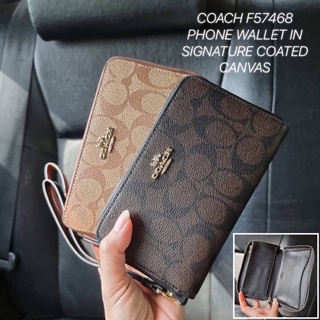 COACH F57468 PHONE WALLET IN SIGNATURE COATED CANVAS กระเป๋าสตางค์ถนอมมือถือ!!