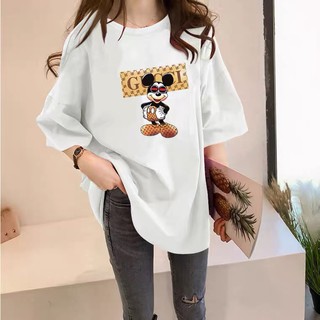 [พร้อมส่ง] เสื้อยืดผู้หญิงแฟชั่น Oversize  เสื้อยืดมิกกี้เม้าส์  ลายมิกกี้กุชชี่ ผ้านุ่ม ใส่สบาย เสื้อแขนสั้น