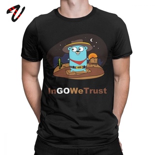 เสื้อยืดผ้าฝ้ายพิมพ์ลายแฟชั่น เสื้อยืด ผ้าฝ้าย พิมพ์ลายโปรแกรมเมอร์ Gopher In Go We Trust NCneaf69AAnhnj44 สําหรับผู้ชาย