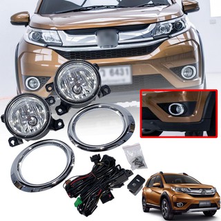 ไฟตัดหมอก ไฟสปอร์ตไลท์ รุ่น ฮอนด้า BRV HONDA BR-V ปี 2016 - 2018 ชุดสายไฟ + ฝาครอบสี โครเมี่ยม 1 ชุด