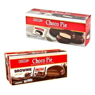 ยูโร่ ช็อกโกพาย/ บราวนี่ ขนาด 17/ 18กรัม กล่องละ 12ซอง ขนมเคลือบช็อกโกแลต EURO Choco Pie (สินค้ามีตัวเลือก)