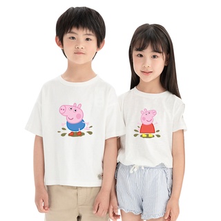 เสื้อยืดคอกลมแขนสั้น Peppa Pig แฟชั่นสําหรับเด็ก