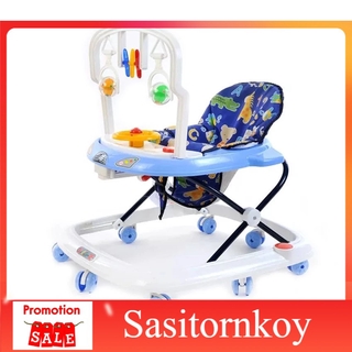 sasitornkoy รถหัดเดินราคาถูก รถหัดเดินเด็กอ่อน Champ walker รถหัดเดินเด็กปรับระดับ แบบล็อคล้อ (สีน้ำเงิน) รถหัดเดินวงกลม