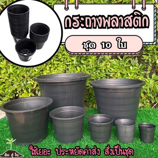 set 10ใบ กระถางดำ กระถางพลาสติก ชุด10ใบ กระถางต้นไม้ พลาสติกดำ 2นิ้ว 3นิ้ว 4นิ้ว 6นิ้ว 8นิ้ว