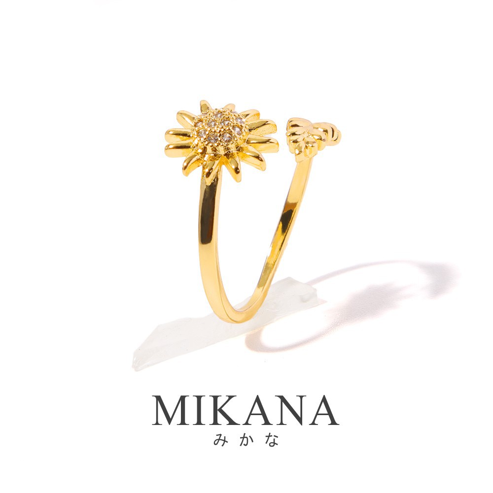 ❧☒mikana แหวนทอง 18K แหวนดอกทานตะวันชุบทองสาวปาร์ตี้ของขวัญ 336rจิวเวลรี่ จิวเวลรี่ ปิดทอง ดีไซน์คลาสสิค จิวเวลรี่