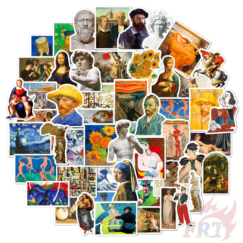 ❉ Famous Paintings & Celebrity Series 02 Van Gogh Mona Lisa Oil Painting Art สติ๊กเกอร์ ❉ 52Pcs/Set 