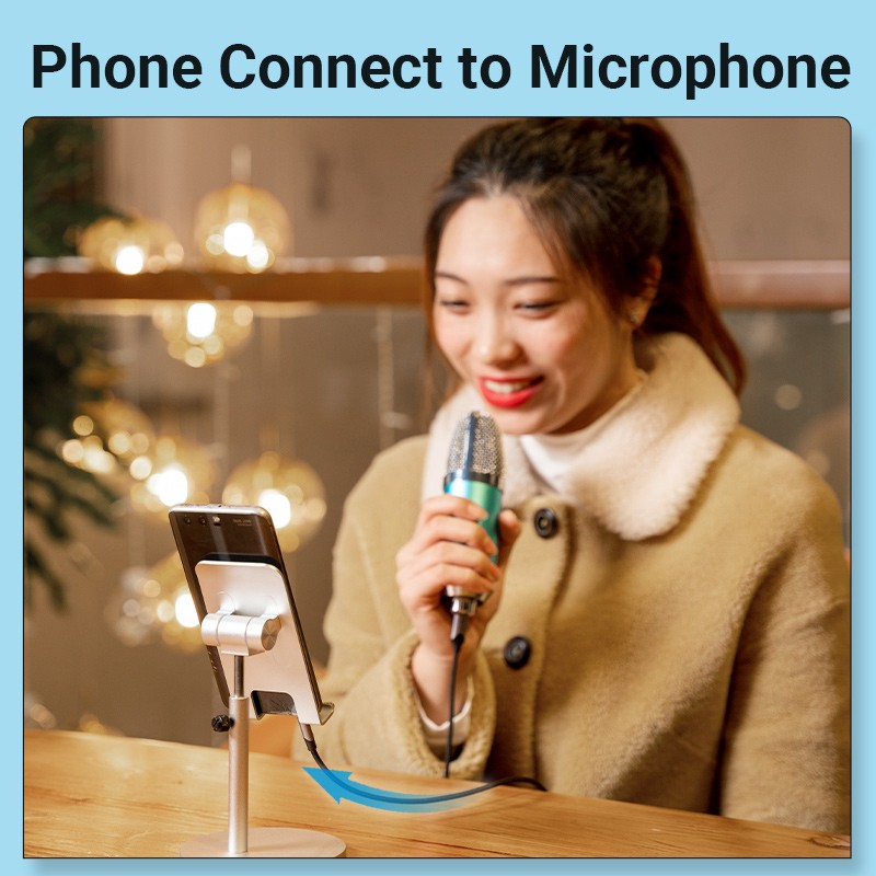 Vention Live Streaming Cable Micro Usb ถึง 3.5 มม.V8 การ์ดเสียงแถบร้องเพลงไมโครโฟนบันทึกสําหรับคาราโอเกะ