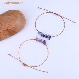 Ladyhome สร้อยข้อมือลูกปัด หินคริสตัลธรรมชาติ ทรงไม่สมมาตร ปรับได้ สําหรับผู้หญิง ผู้ชาย TH