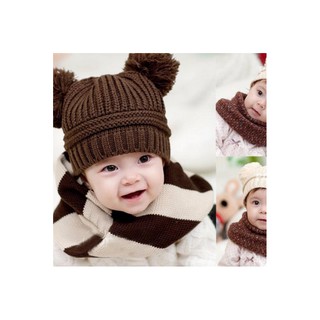 หมวกเด็ก หมวกไหมพรม ) BabyHats-P44-bearBrown