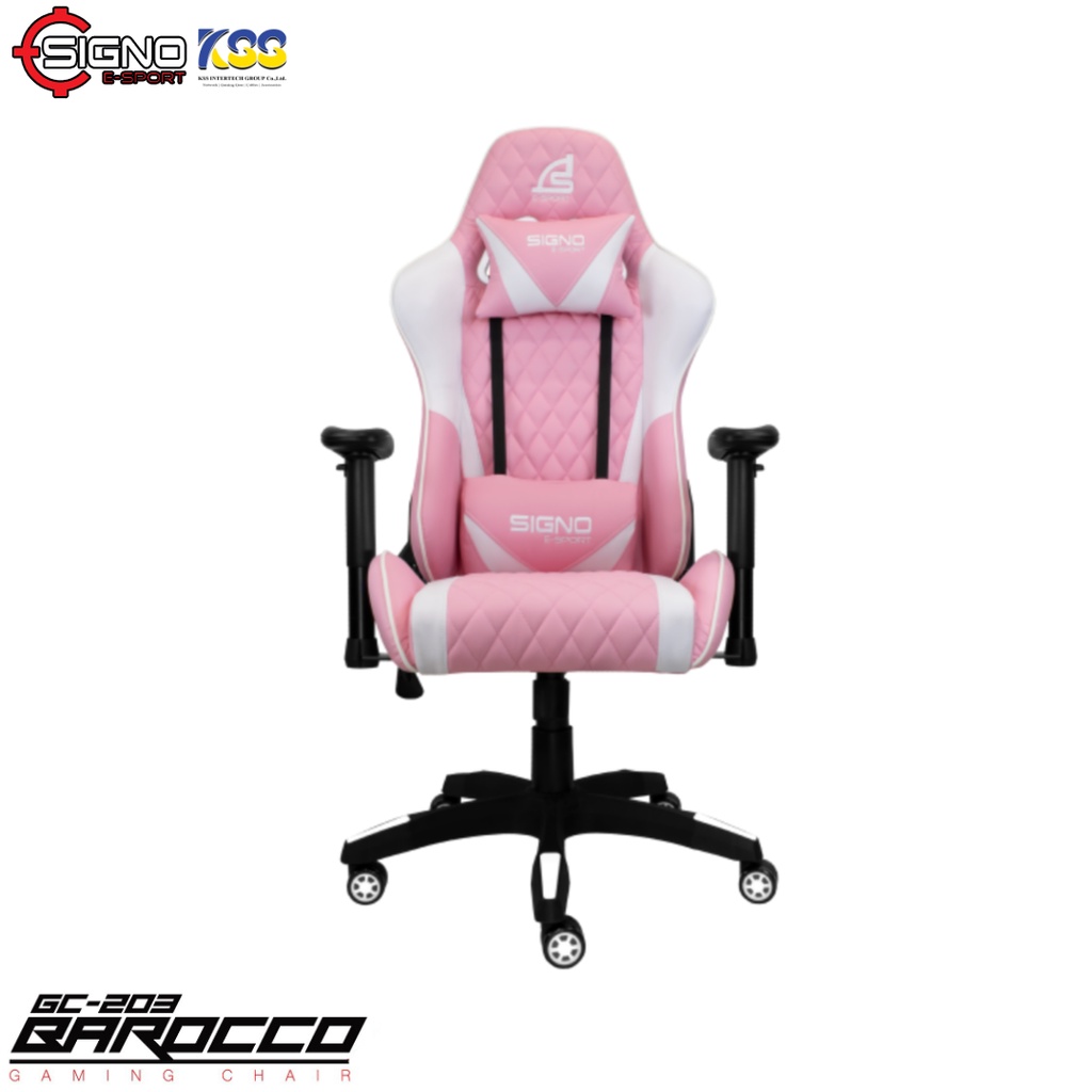 SIGNO E-SPORT GC-203 รุ่น BAROCCO GAMING CHAIR (Pink/White )