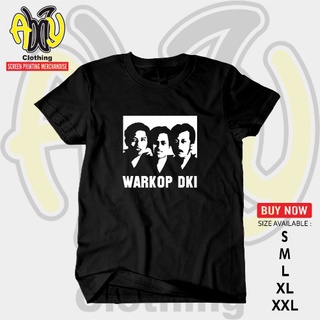 เสื้อยืดแขนสั้น ผ้าฝ้าย พิมพ์ลาย WARKOP DKI Combed 30s สีดํา ไซซ์ S M L XL XXLสามารถปรับแต่งได้