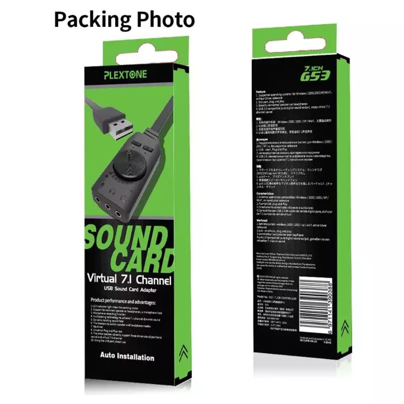 Usb Sounds Card  Virtual 7.1 Channel Card Adapter USB ภายนอก3.5มม.ชุดหูฟังสเตอริโอสำหรับ PC Notebook