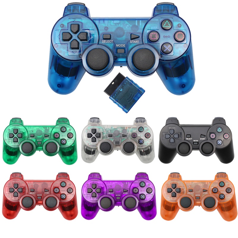 Narsta Wireless Gamepad สําหรับ PS2 Controller สําหรับ Playstation 2 คอนโซลจอยสติ๊กการสั่นสะเทือนคู่ Shock Joypad ไร้สาย Controle