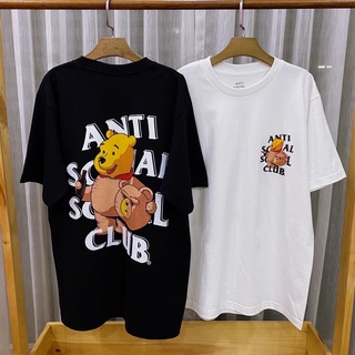 CZH เสื้อยืดแขนสั้น สกรีนลายตัวอังกฤษ anti social social club วินนี่เดอะพูห์ สุดน่ารักคือเก๋มากเว่อร์ จริง ๆ