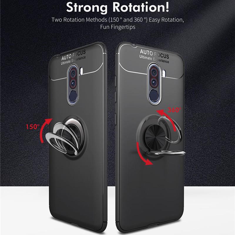 🔥 Hot Deal 🔥 Xiaomi Mi Pocophone F1 Luxury Stand Car Ring Full Cover Phone case with Finger Ring Holder