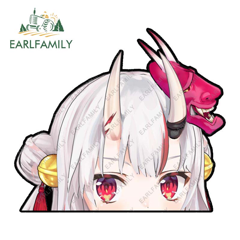 Earlfamily 13 ซม.x 11.4 ซม.Hololive Nakiri Ayame Peeking ไวนิลรถสติกเกอร์กระจก Windows Decals Graffiti ตกแต่ง