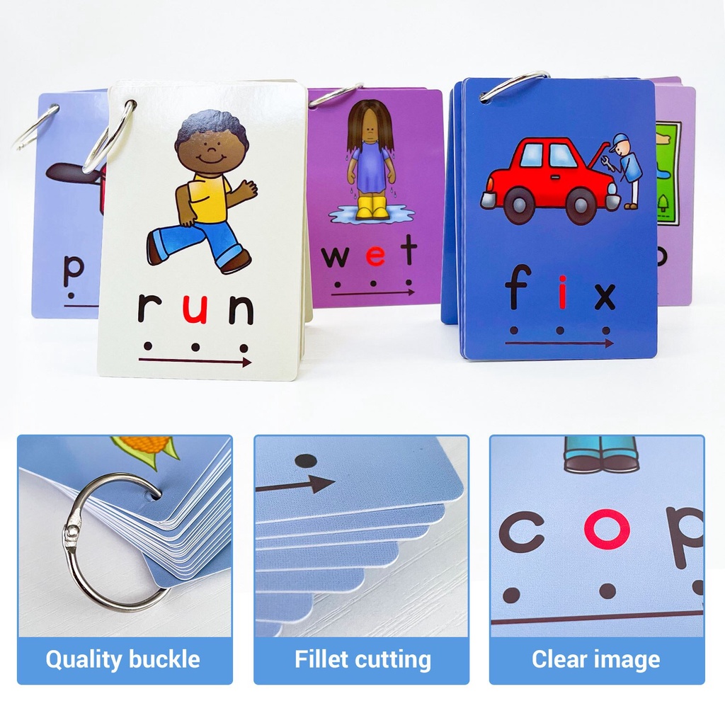 131 Cards Phonics CVC Words Flashcards Sight Word Flash รูปที่ 3