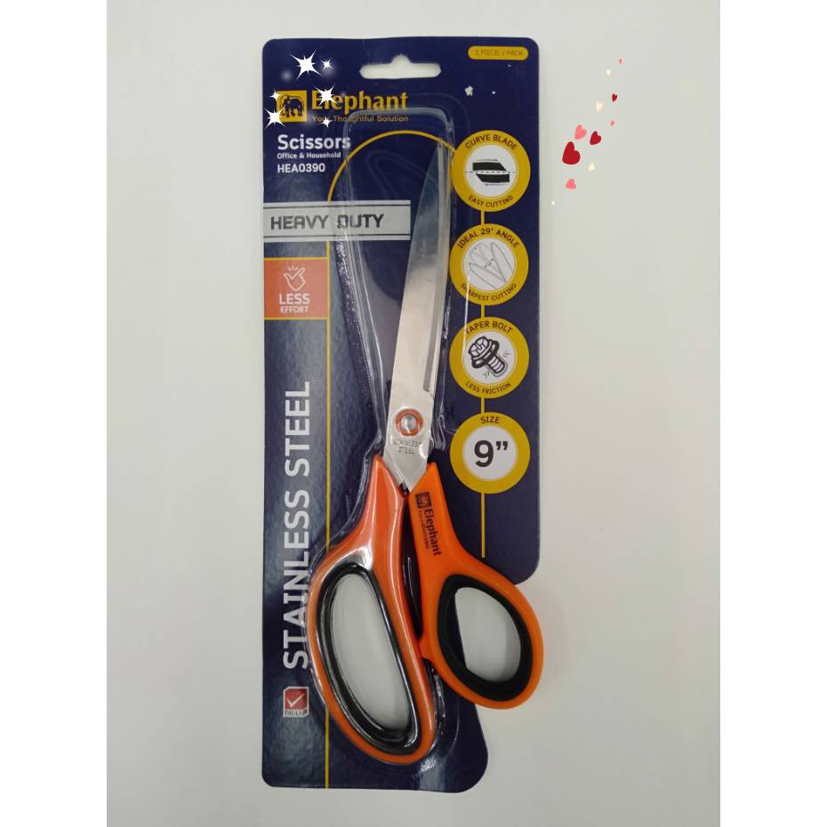 กรรไกรสแตนเลส สำหรับงานหนัก HEA 0175/0285/0390 ขนาด 7.75-9 นิ้ว Elephant ตราช้าง Stainless steel heavy duty sci