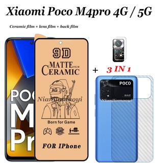 (3 In 1) ฟิล์มเซรามิค ฟิล์มหลัง ฟิล์มเลนส์ สําหรับ Xiaomi Poco M4 Pro 4G Poco x3 x3 Pro x3 GT C40