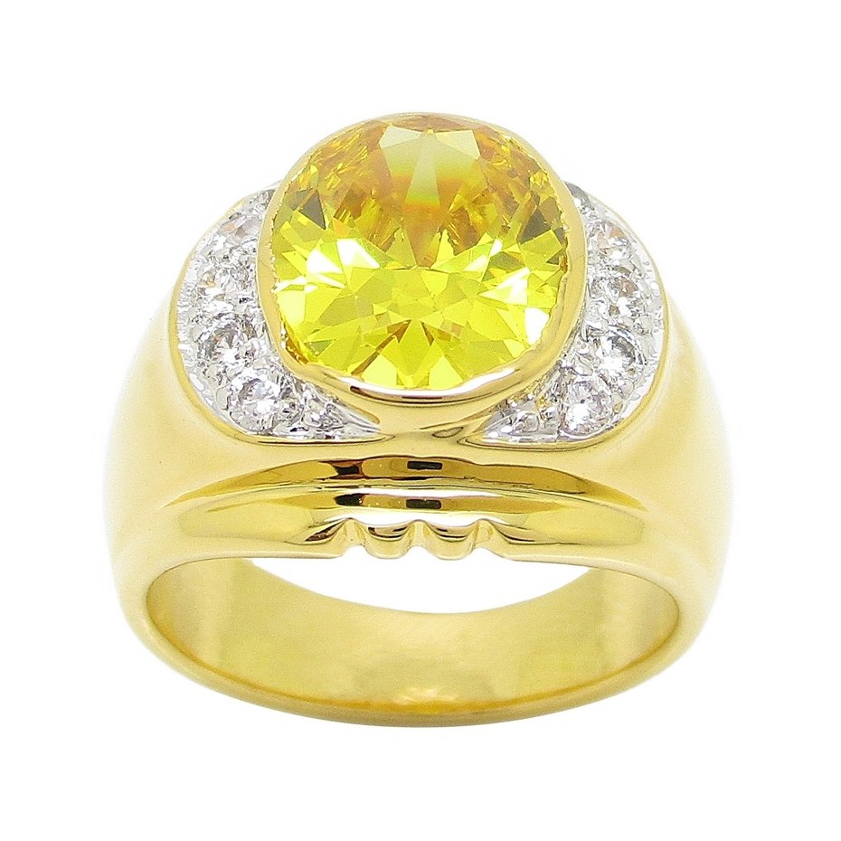 แหวนผู้ชาย แหวนพลอยสีเหลือง พลอยบุศราคัม แหวนชุบทอง 24k ชุบทอง ชุบทองแท้ ชุบทอง 24k เพชร cz แท้ แหวนชายราคาถูก