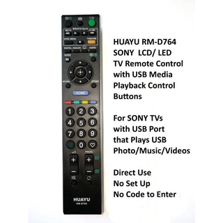 Huayu RM-D764 Sony LCD/LED TV รีโมตคอนโทรล พร้อมปุ่มเล่น USB