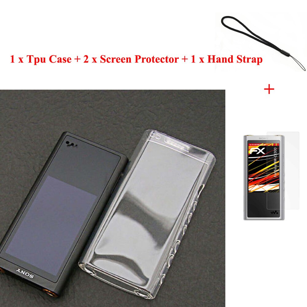 TPU พร้อมฟิล์มสายคล้องมือสําหรับ Sony Walkman NW-ZX300 NW-ZX300A NW ZX300 ZX300S 16gb 32gb 64gb ผิวเ