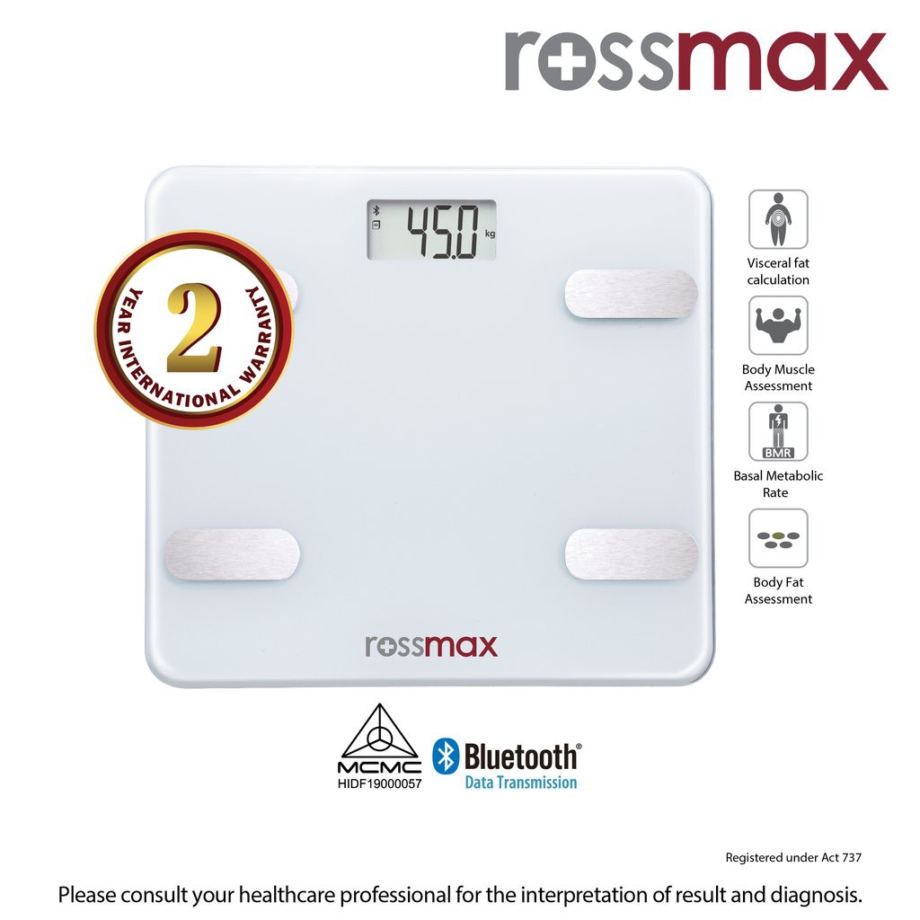 เครื่องชั่งน้ำหนักเชื่อมต่อมือถือได้ Rossmax WF262(Body Fat Monitor with scale)